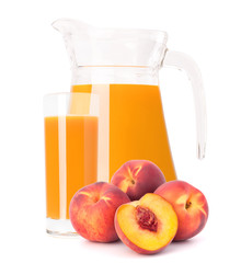 Peach fruit juice in glass jug