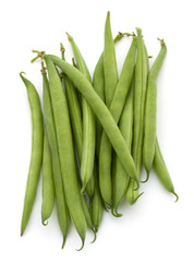 Green beans handful isolated on white background cutout