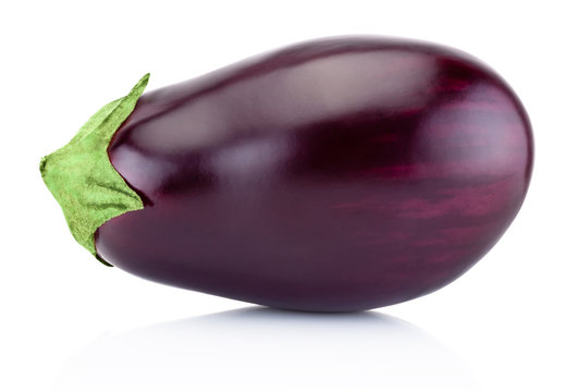 One fresh aubergine isolated on a white background