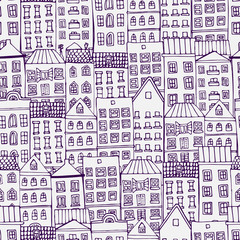 Seamless pattern with city