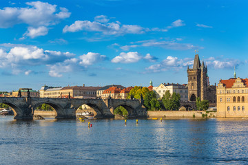Fototapeta na wymiar Prague city skyline and Charles Bridge - Prague - Czech Republic