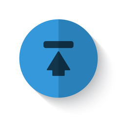 Flat style Upload illustration on blue folded circle with shadow