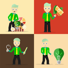 Set of businessman pose character concepts