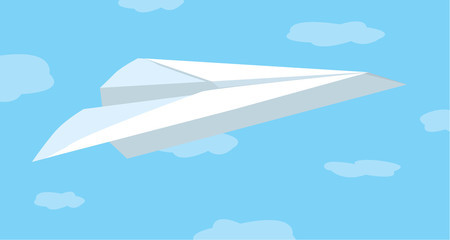 Paper plane flying over the sky