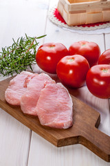 Fresh raw meat sliced.