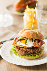 Burger with fried egg