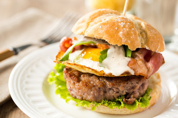 Burger with fried egg