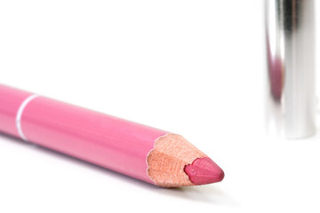 make up with brush and Cosmetic pencil isolate on white backgrou