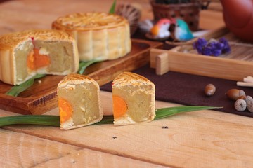 Festival moon cake and tea  - china dessert delicious.
