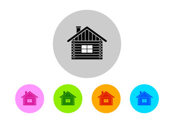 Colorful house icons on white background