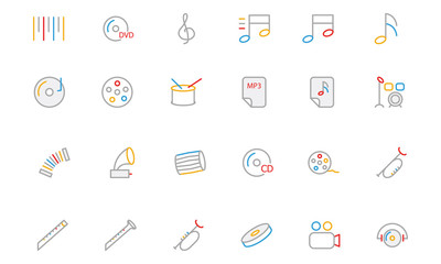 Music Colored Outline Vector Icons 2