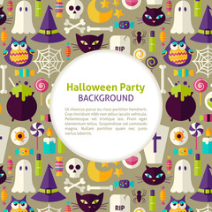 Fototapeta premium Flat Vector Pattern Halloween Party Background