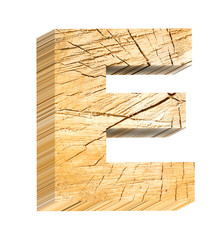 Letter from pine wood alphabet set isolated over white. Computer generated 3D photo rendering.