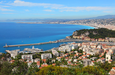 Obraz premium View of Nice, mediterranean resort, Cote d'Azur, France