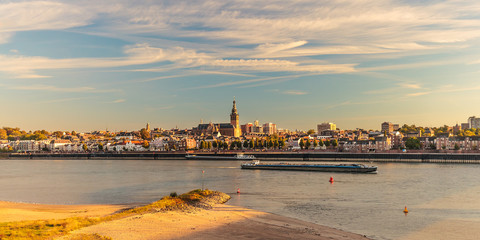 Panoramic view of the Dutch city of Nijmegen during sunset