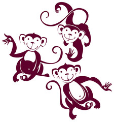 Three funny monkeys.