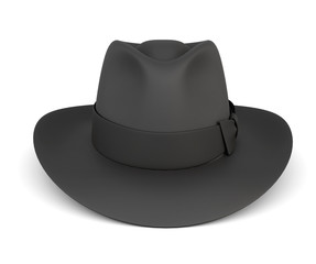 Black mens hat isolated on white background.