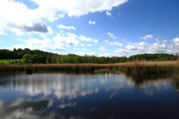 czech lake and the blue sky