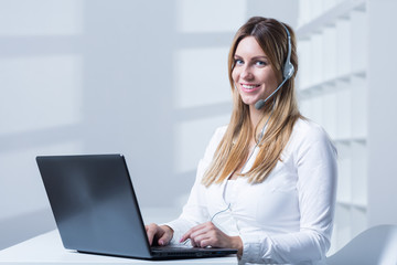 Woman with headset