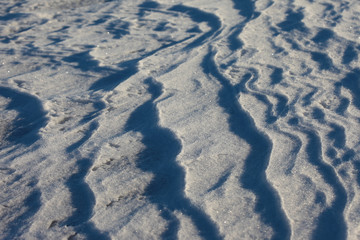 The texture of the snow surface