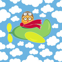 owl pilot in the clouds vector