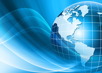 Best Internet Concept of global business. Globe, glowing lines