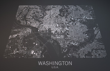Cartina Washington, capitale, vista satellitare, sezione 3d, Stati Uniti