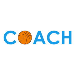 Icono plano texto COACH baloncesto azul #1