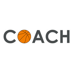 Icono plano texto COACH baloncesto gris #1