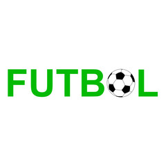 Icono plano texto FUTBOL con balon verde © teracreonte