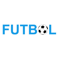 Icono plano texto FUTBOL con balon azul © teracreonte