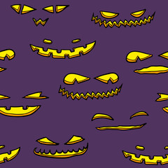 Halloween pumpkin faces pattern.