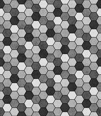 Fototapety  Szara, czarno-biała mozaika sześciokątna Abstrakcyjny wzór geometryczny T