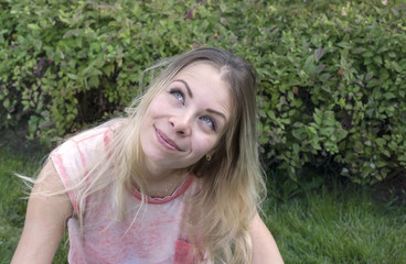 Naklejka premium Dreamily Looking Woman