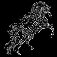 Hand drawn horse for antistress Coloring Page with high details