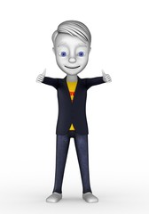 3d render businessman showing thumbs up isolated on white background
