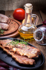 Smoked pork ribs.