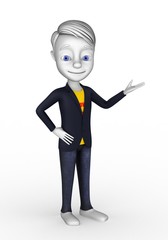 3d Happy young businessman presenting Isolated white background