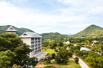 Greenery natural of  landscape with moutains and building in Sua