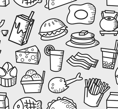 food and drink background doodle