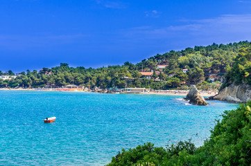 Platis Gialos and Makris Gialos Beach, Kefalonia island, Greece. Spectacular view over the beaches...