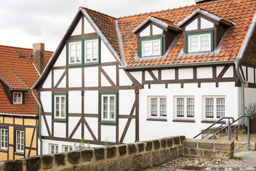 Renoviertes Fachwerkhaus in Quedlinburg, Harz, Sachsen-Anhalt
