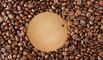 Coffee beans with label