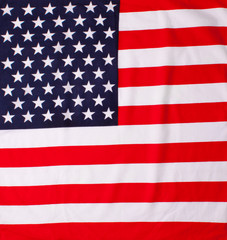 Closeup of ruffled American flag