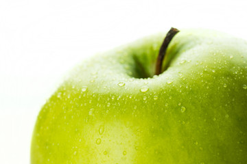 Green apple close up. Selective focus.