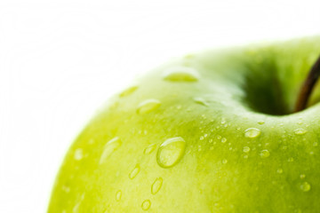 Green apple close up. Selective focus.