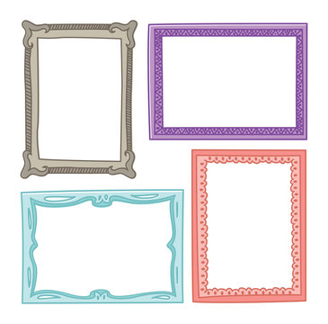 colorful vintage photo frame in doodle style