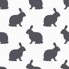 Hare silhouette seamless pattern. Rabbit meat background