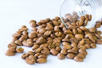 Roasted coffee beans on isolate white background