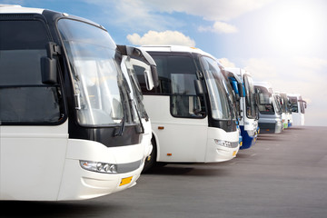 tourist buses on parking